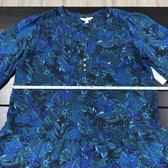 Time & Tru Blue and Green Long Sleeve Dress - L - Picture 9 of 9